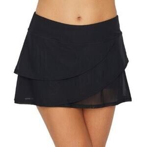 Coco Reef Women's Castaway Black Illusion-Overlay Mesh Layer Swim Skirt Size S